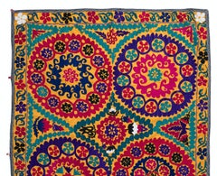 Embroidered Cotton Bedspread, Vintage Tapestry, Multicolor Wall Hanging
