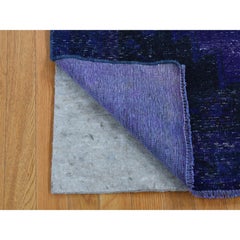 4'3"x7'10" Blue, Wool, Handmade, Overdyed Vintage Farsian Tabriz Wide Runner Rug