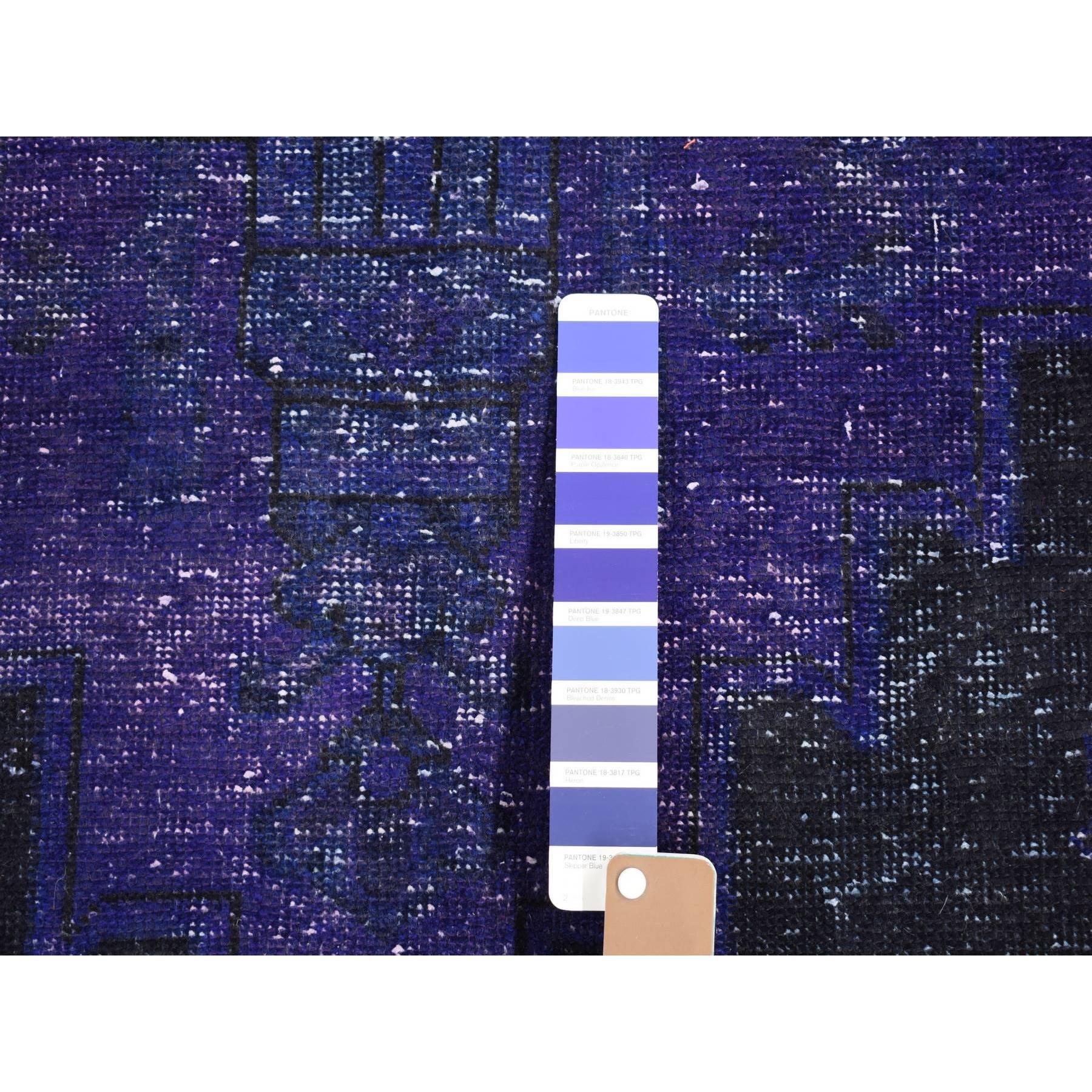 Perse Tapis de course persan Tabriz large en laine bleue, fait à la main et superposé, 4'3