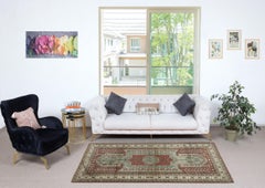 4.3x7.3 Ft One of a kind Vintage Handmade Turkish Rug, 100% Wool