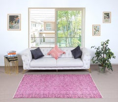 4.3x7.3 Ft Rosa Vintage Teppich für moderne Haus und Büro. Handgeknüpft in der Türkei