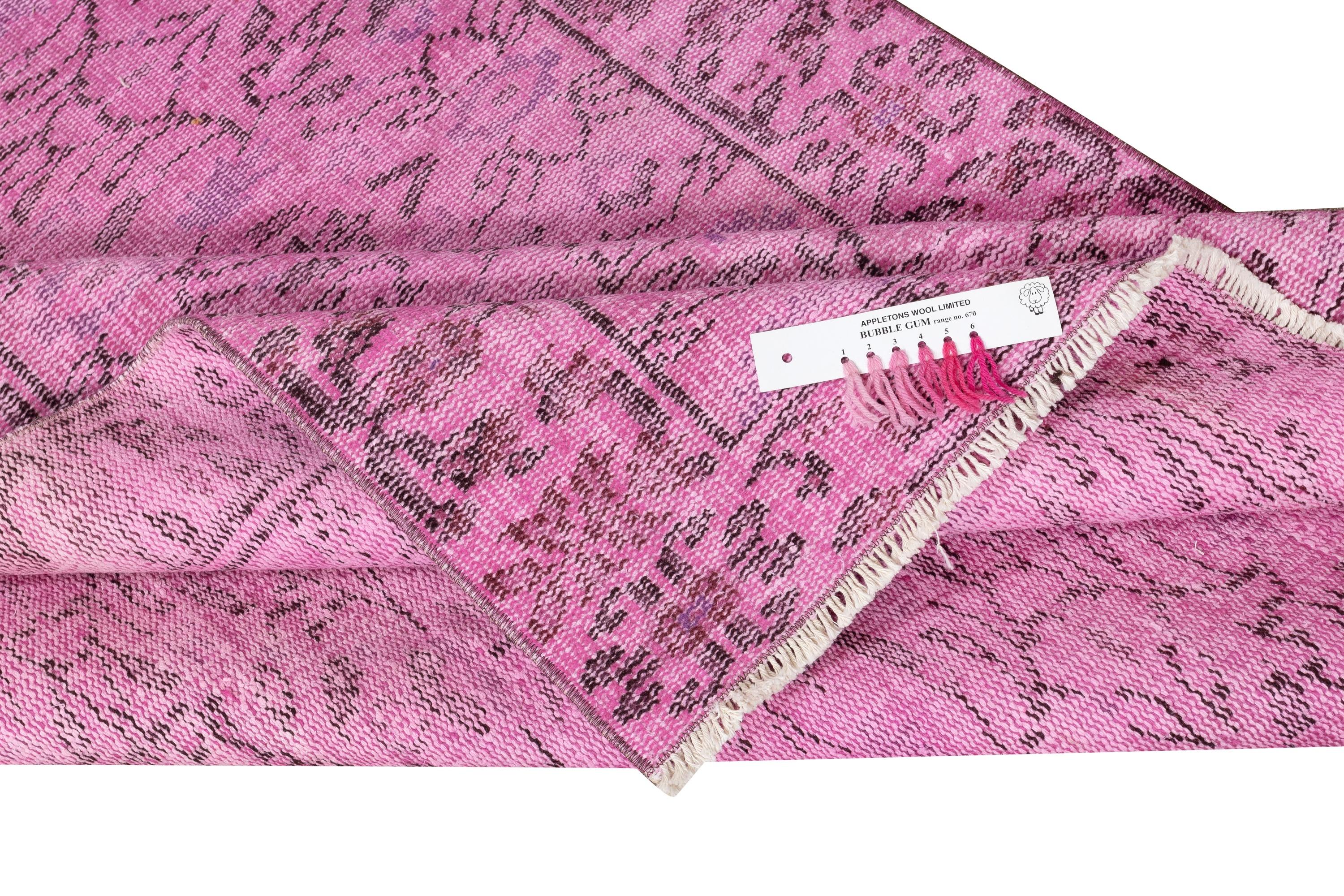 4.3x7.3 Ft Rosa Vintage Teppich für moderne Haus und Büro. Handgeknüpft in der Türkei (Moderne) im Angebot