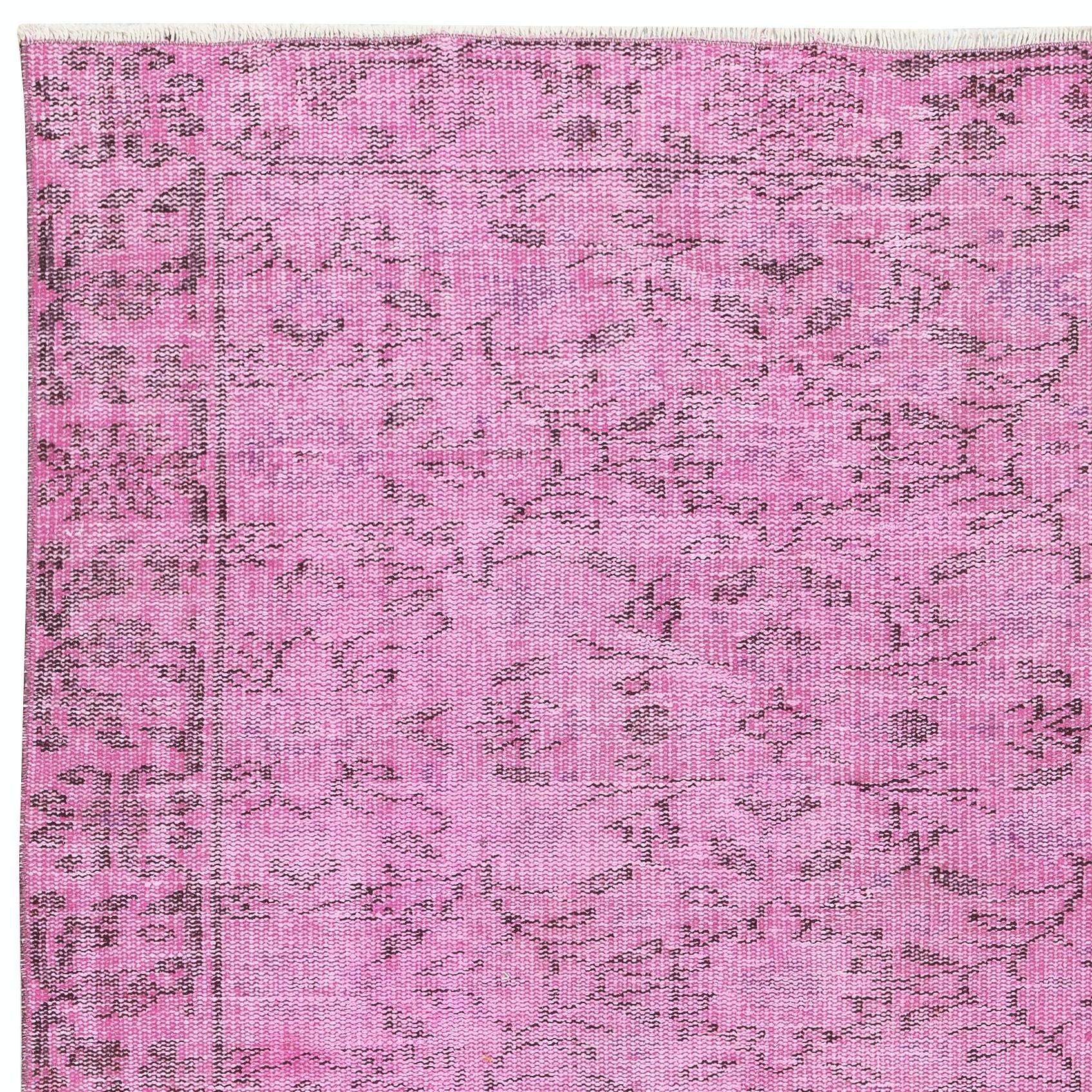 4.3x7.3 Ft Rosa Vintage Teppich für moderne Haus und Büro. Handgeknüpft in der Türkei im Zustand „Gut“ im Angebot in Spring Valley, NY