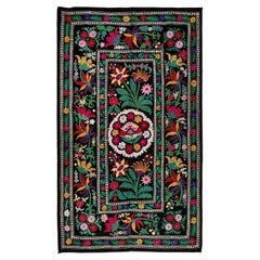 4.3x7.3 Ft Vintage Uzbek Silk Embroidered Suzani Bed Cover or Wall Hanging