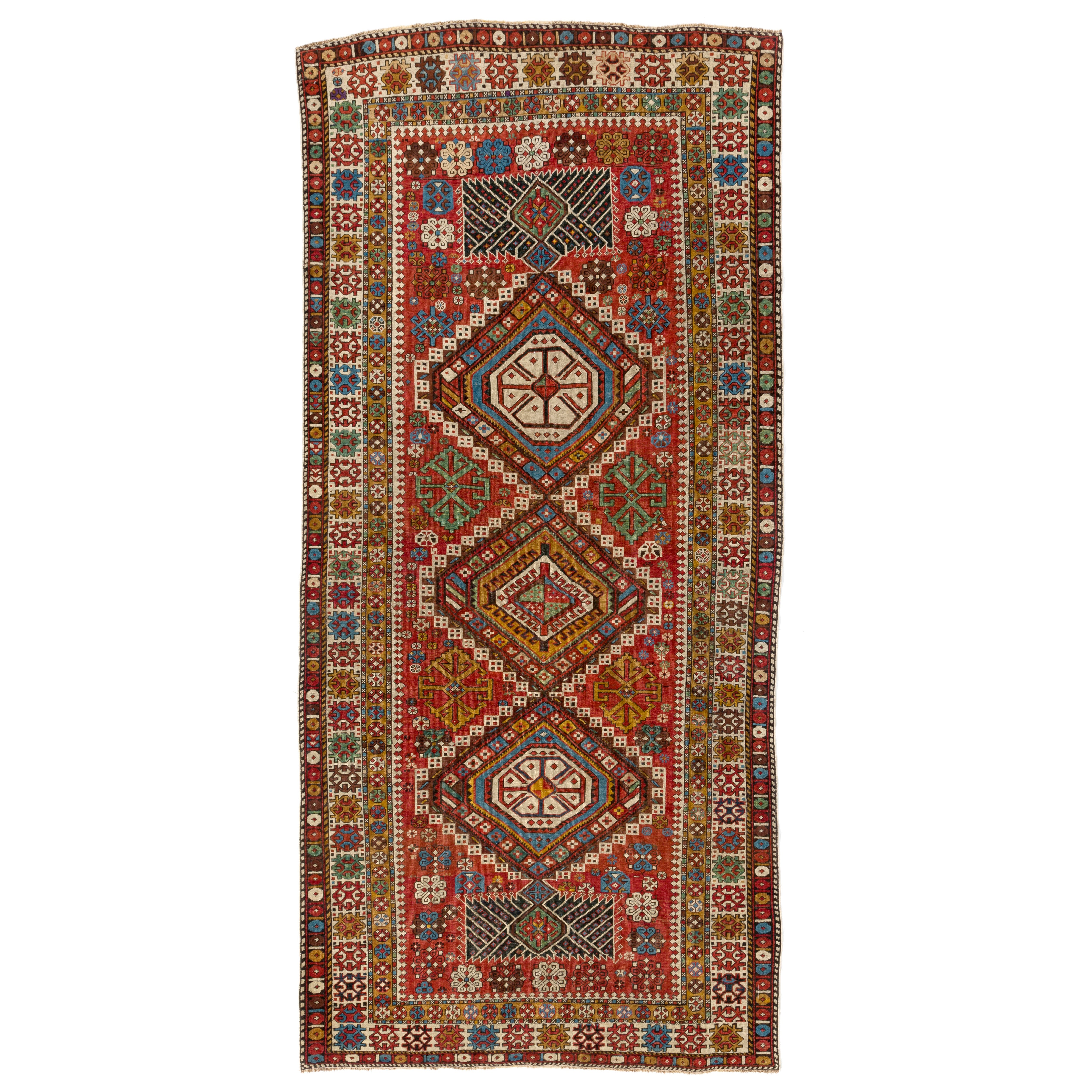Tapis Shirvan caucasien ancien de 4,3 x 9 pieds, vers 1875 en vente