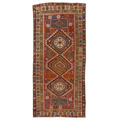 Tapis Shirvan caucasien ancien de 4,3 x 9 pieds, vers 1875