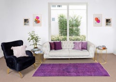4.3x9 Ft Contemporary Hand Knotted Turkish Rug in Purple for Modern Interiors