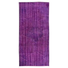 Vintage 4.3x9 Ft Contemporary Hand Knotted Turkish Rug in Purple for Modern Interiors