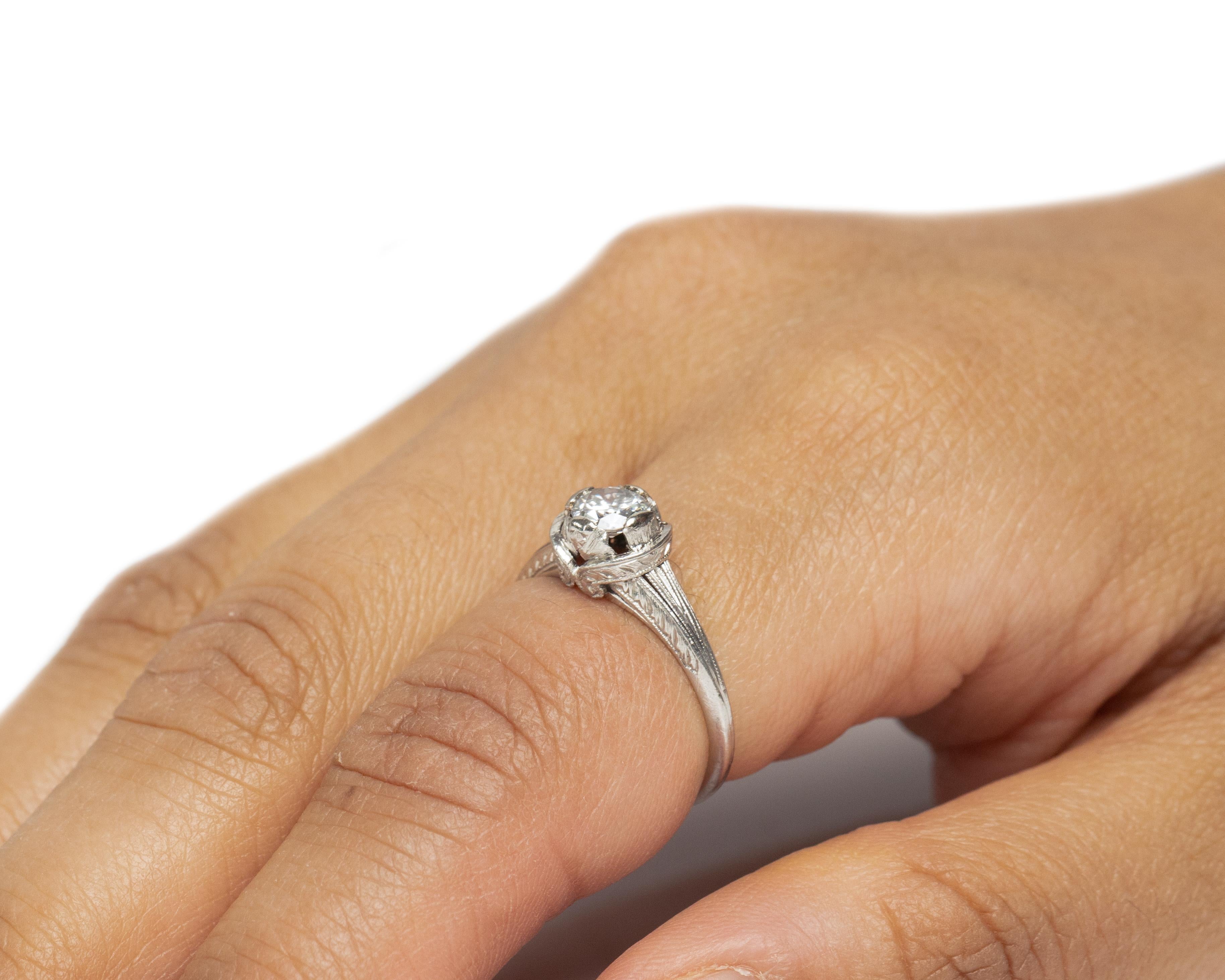 .44 Carat Art Deco Diamond Platinum Engagement Ring In Good Condition For Sale In Hicksville, NY