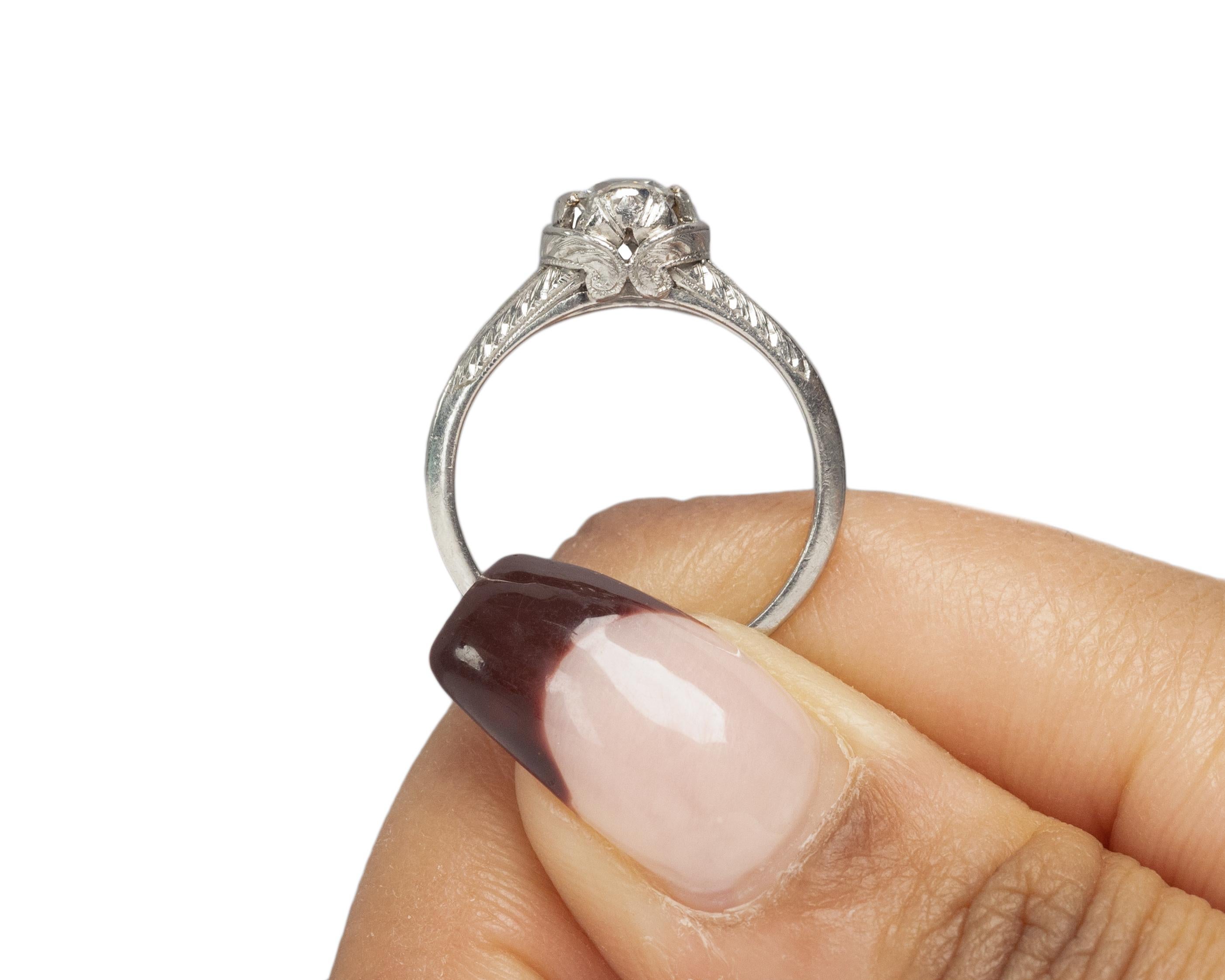 Women's .44 Carat Art Deco Diamond Platinum Engagement Ring For Sale
