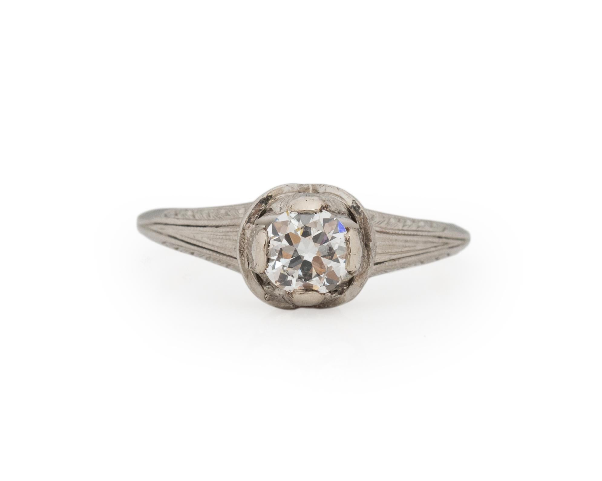 .44 Carat Art Deco Diamond Platinum Engagement Ring For Sale