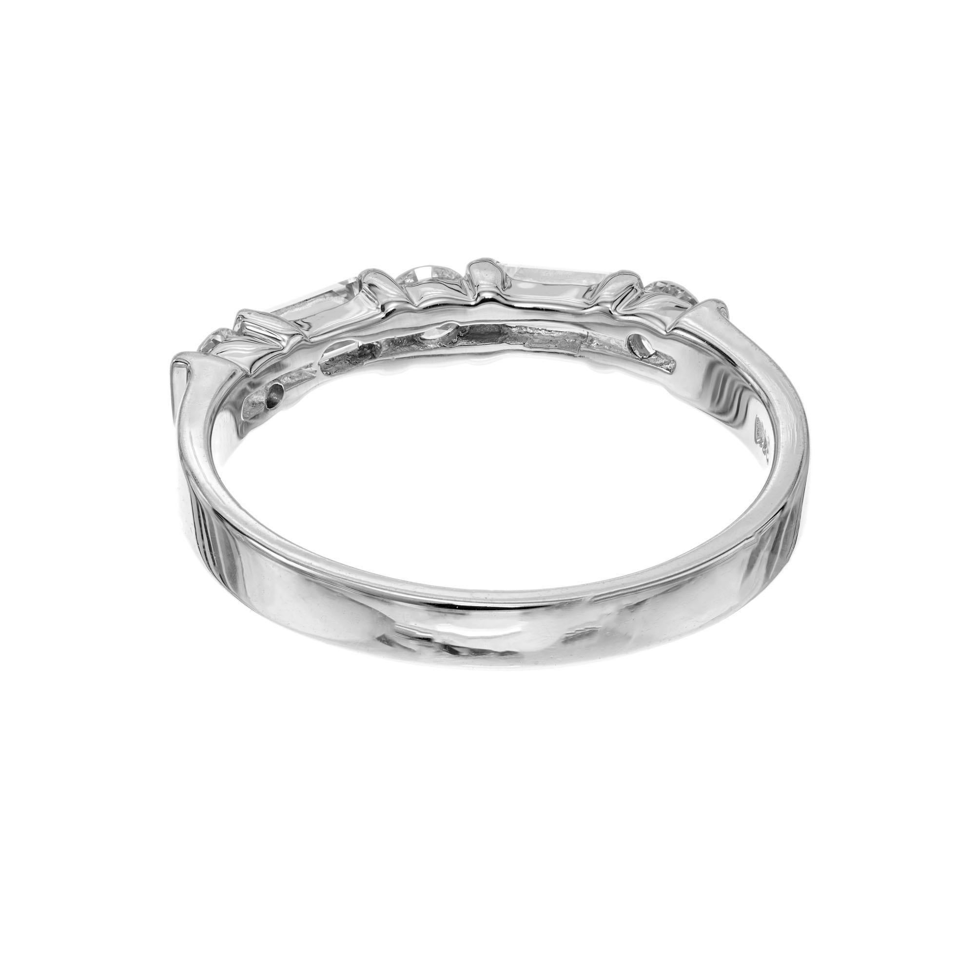 Round Cut .44 Carat Baguette Round Diamond Platinum Wedding Band Ring  For Sale