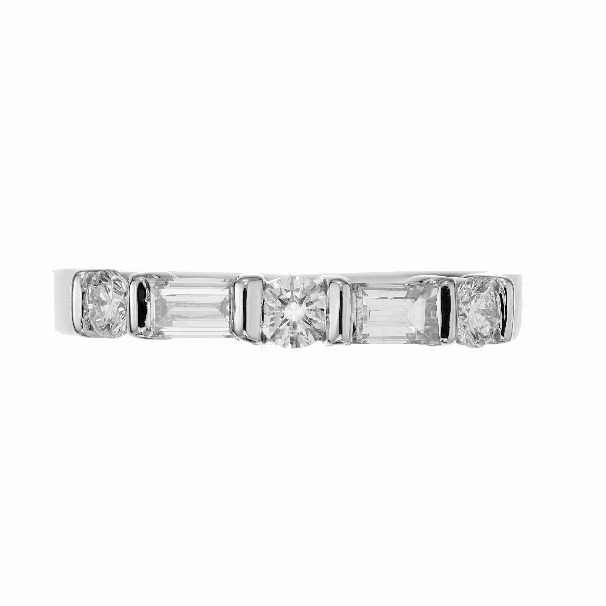 .44 Carat Baguette Round Diamond Platinum Wedding Band Ring  For Sale 2