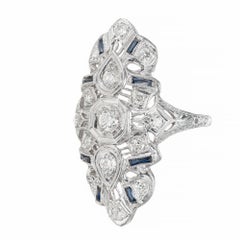 .44 Carat Diamond Sapphire Platinum Cocktail Ring