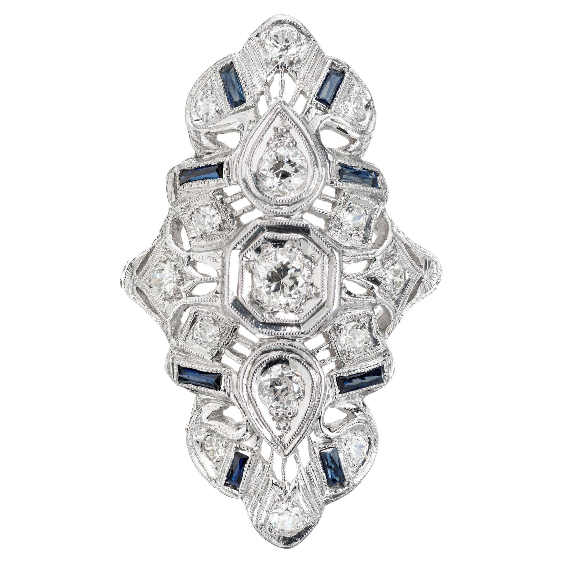.44 Carat Diamond Sapphire Platinum Cocktail Ring For Sale