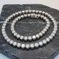 44 Carat Diamond Tennis Necklace in 18k White Gold