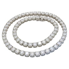 44 Carat Diamond Tennis Necklace in 18k White Gold