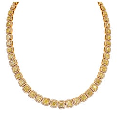 44 Carat Fancy Yellow Diamond Riviera Necklace