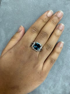 Sunita Nahata London Blue Topaz 4.40ct. Fancy Ring in 18KWG with Diamond.