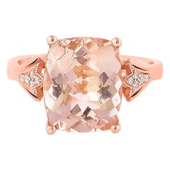 4.4 Carat Morganite and Diamond Ring in 18 Karat Rose Gold