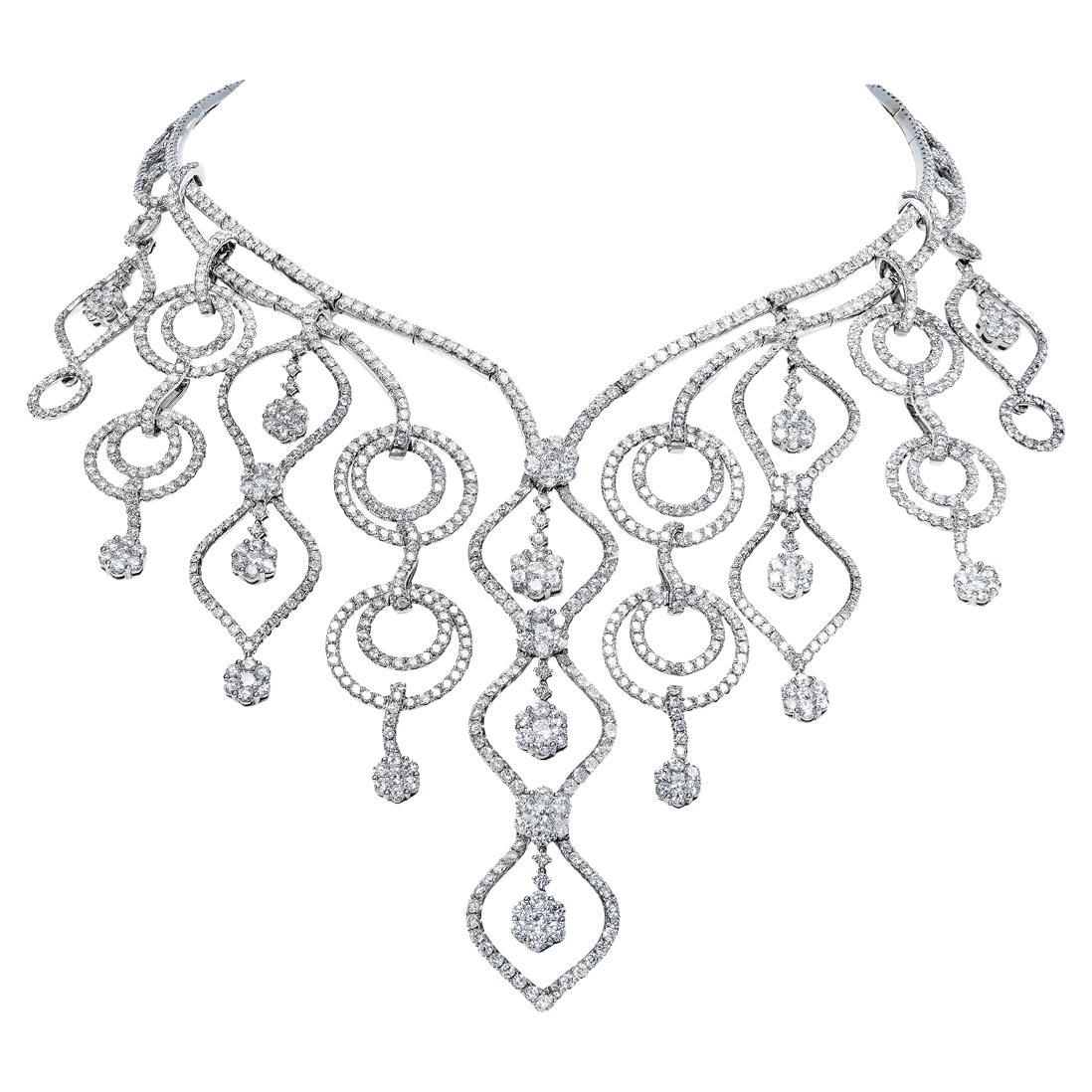 44 Karat Runder Brillant Diamant Halskette Zertifiziert