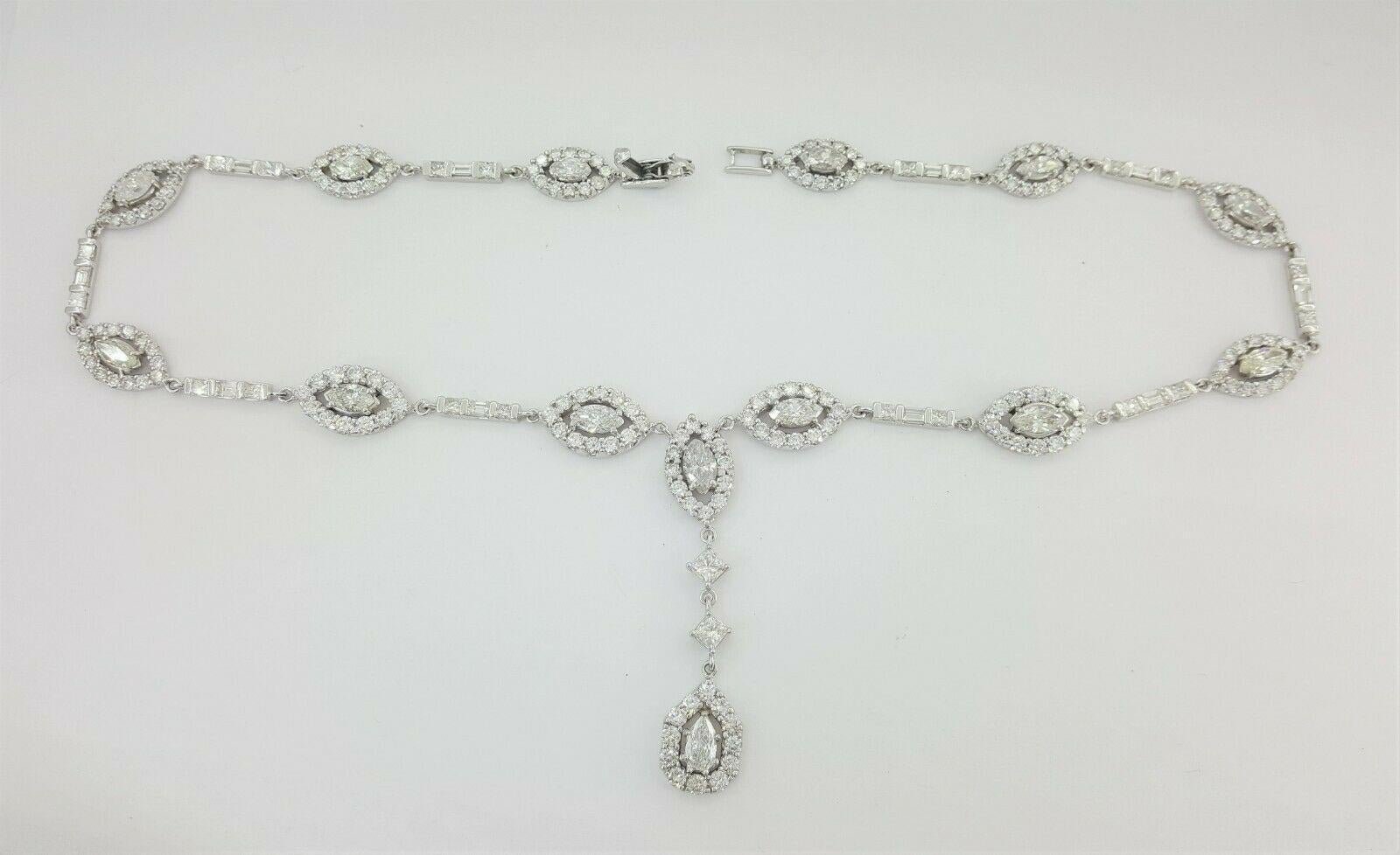 44 Karat Marquise, runder, birnenförmiger Diamant-Halskette im Zustand „Hervorragend“ im Angebot in Rome, IT