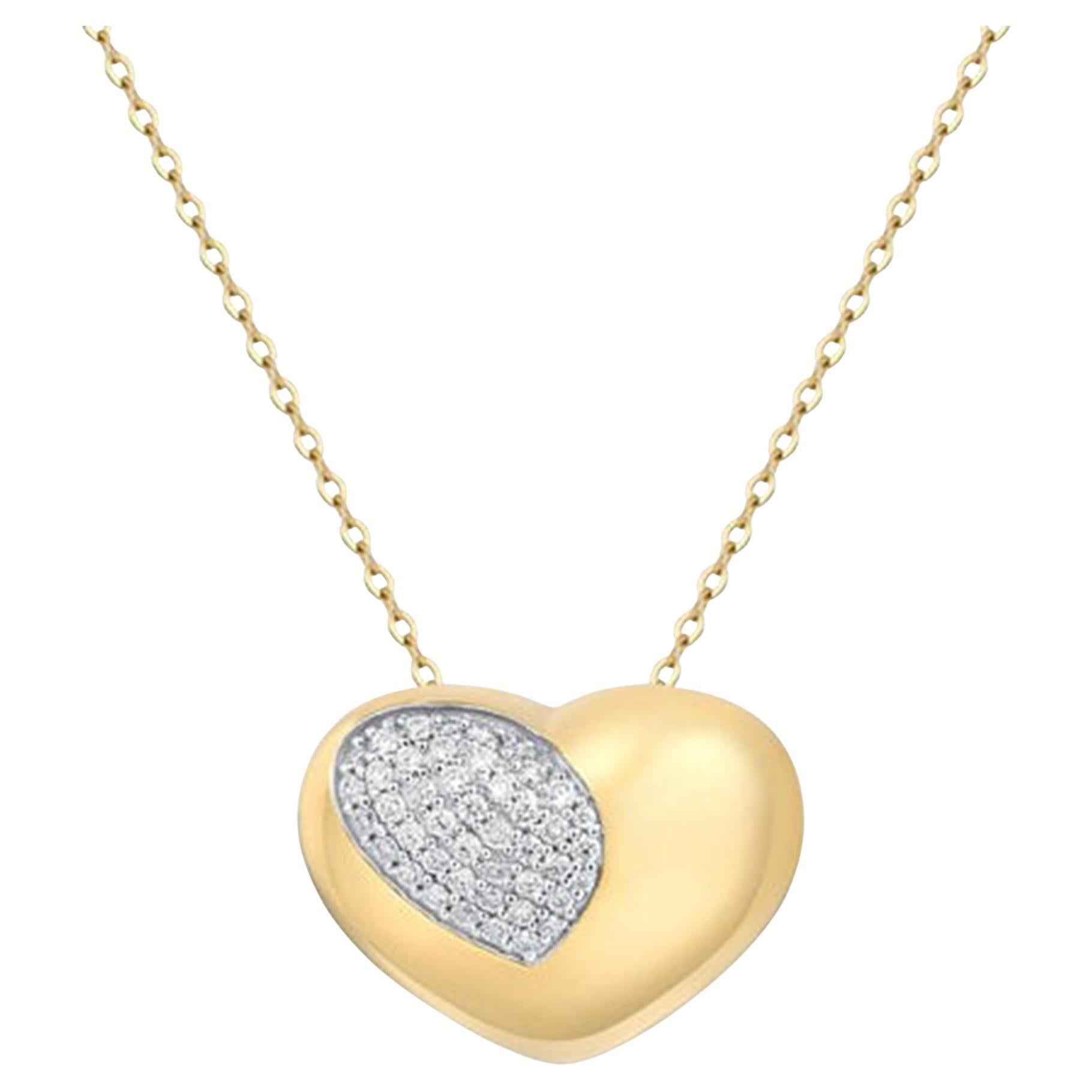 44 Diamond Flash Heart 14K (or 18k upon request) Yellow Gold Pendant Necklace