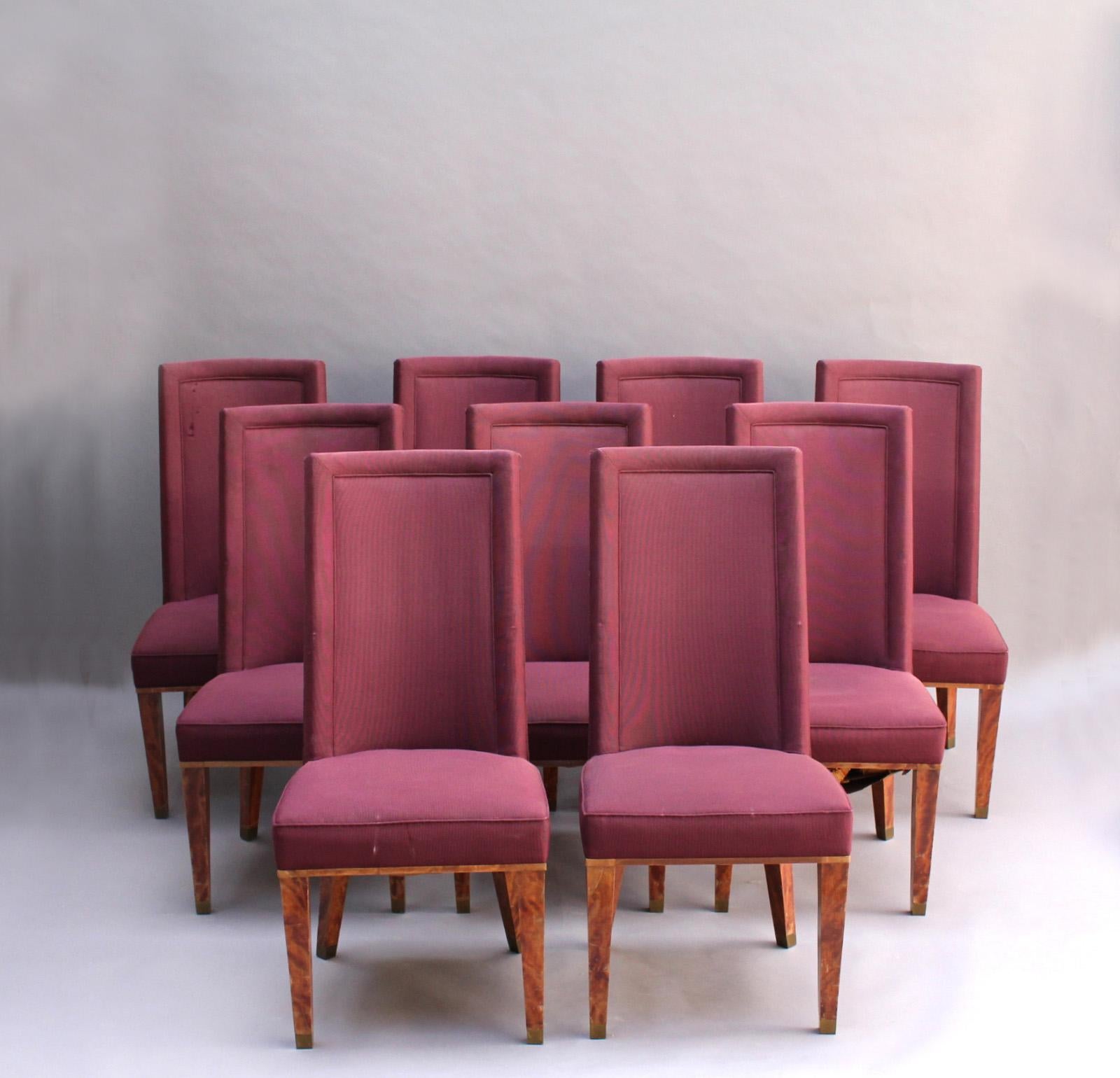 32 Fine French 1950s Mahogany Dining Chairs by Jacques Adnet 11