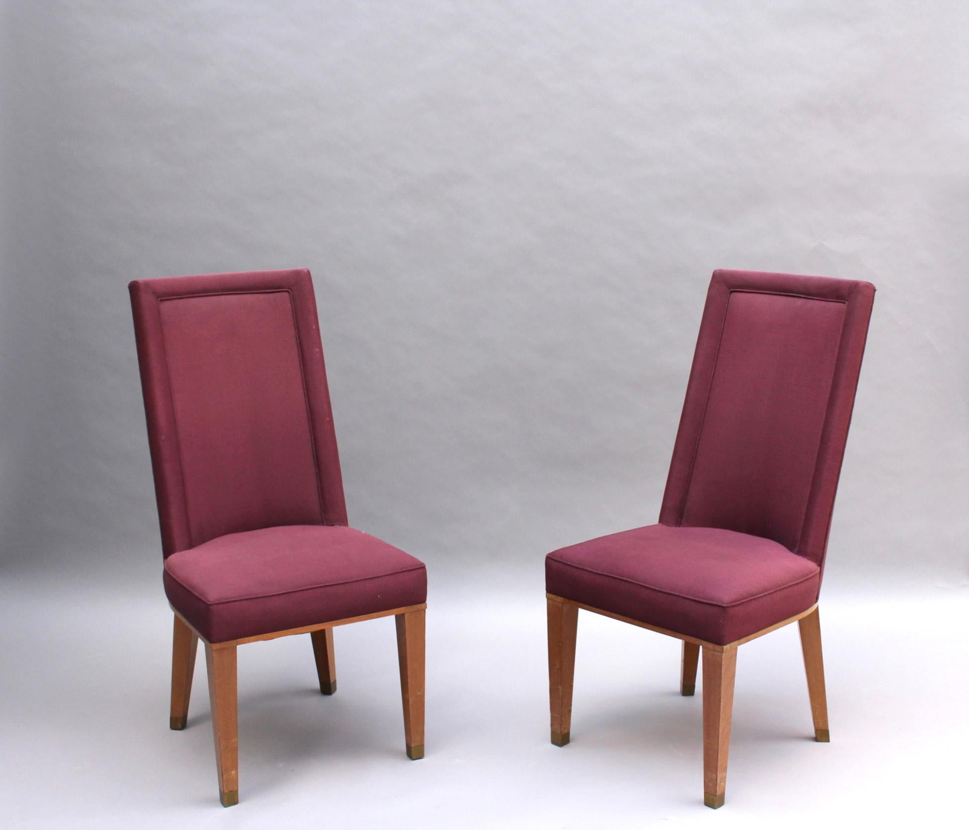32 Fine French 1950s Mahogany Dining Chairs by Jacques Adnet In Good Condition In Long Island City, NY