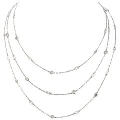 Collier à maillons en platine avec diamants au mètre