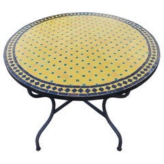 Moroccan Mosaic Table, Yellow / Black / Green