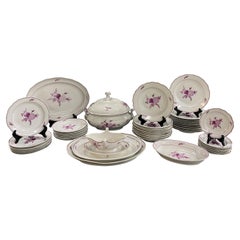 49-Piece Meissen Porcelain Dinner Service in Rare Puce/Purple Color