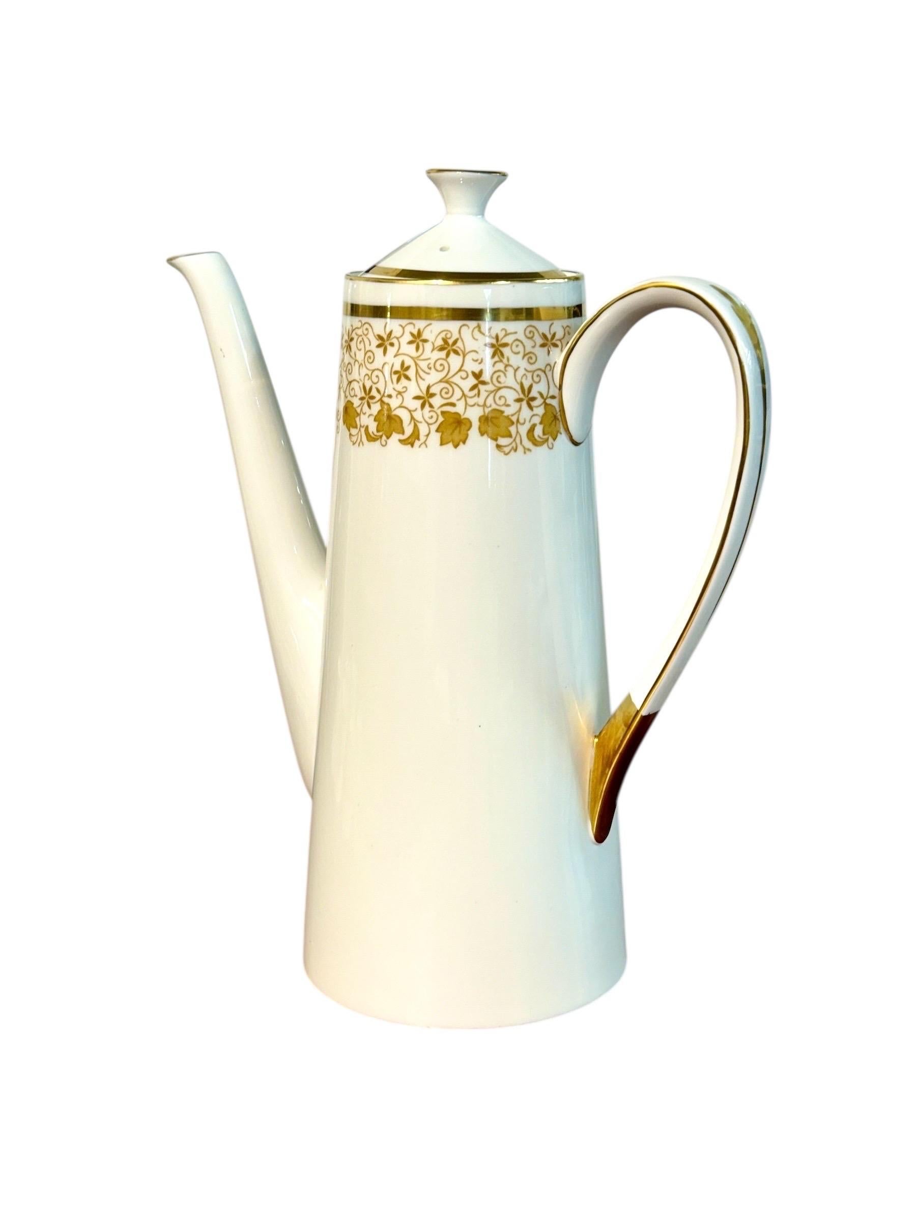 44-Piece Royal Tuscan Gold and White Bone China Coffee & Tea Service For Sale 4