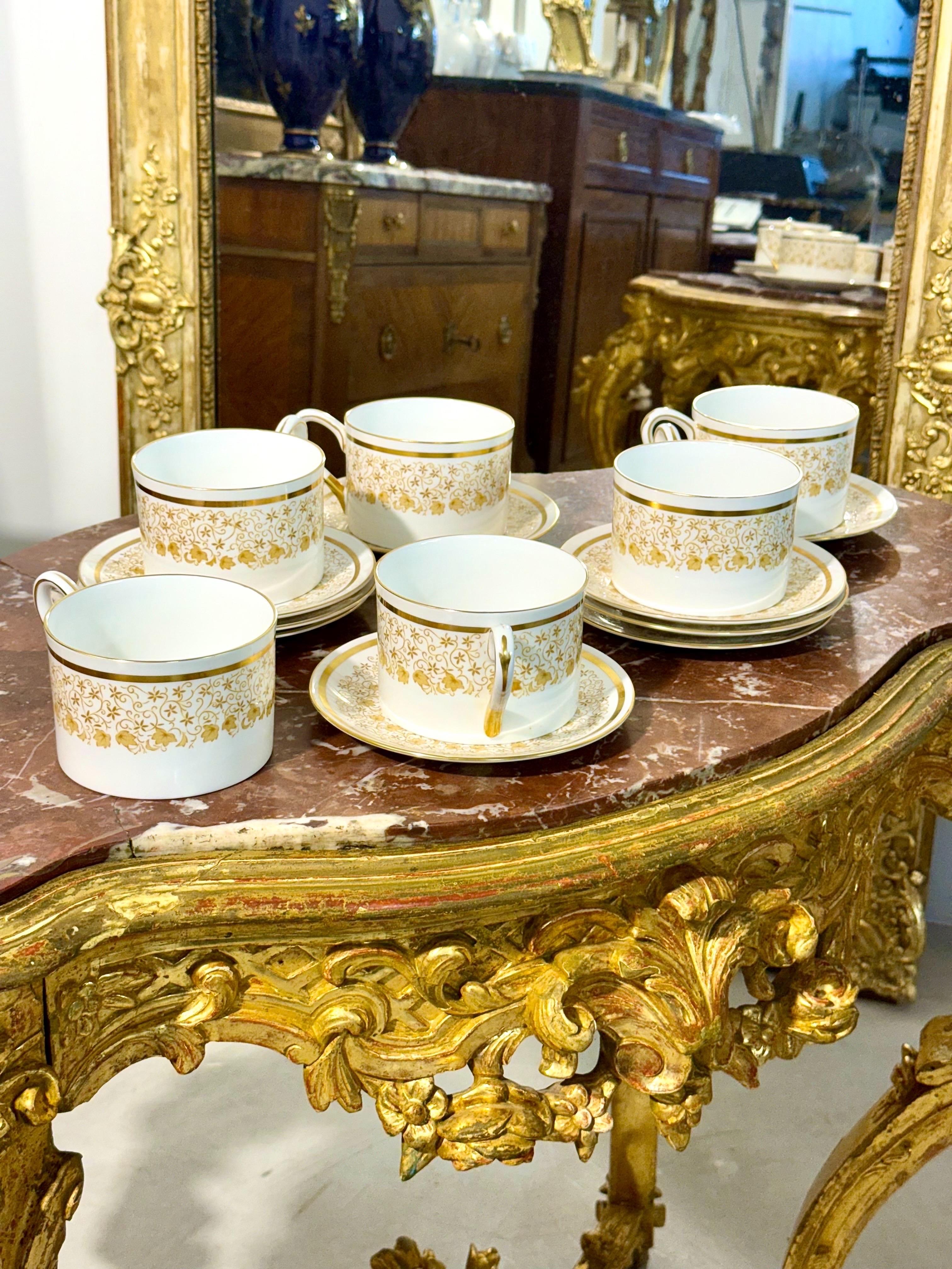 44-Piece Royal Tuscan Gold and White Bone China Coffee & Tea Service For Sale 5