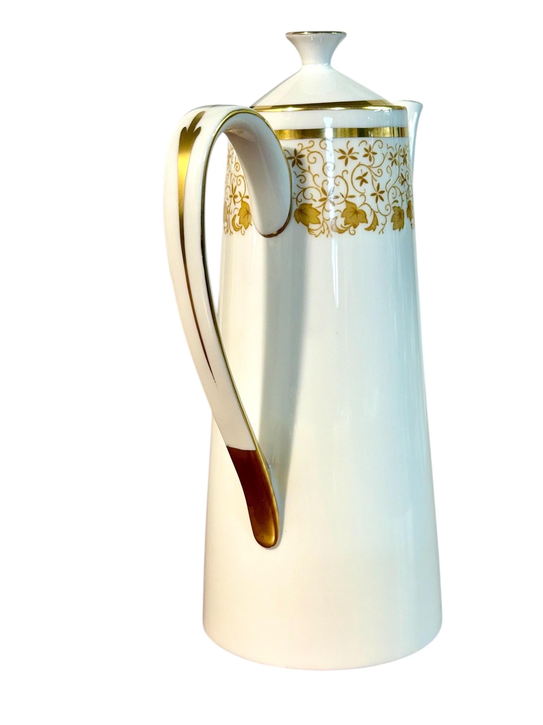 44-Piece Royal Tuscan Gold and White Bone China Coffee & Tea Service For Sale 6