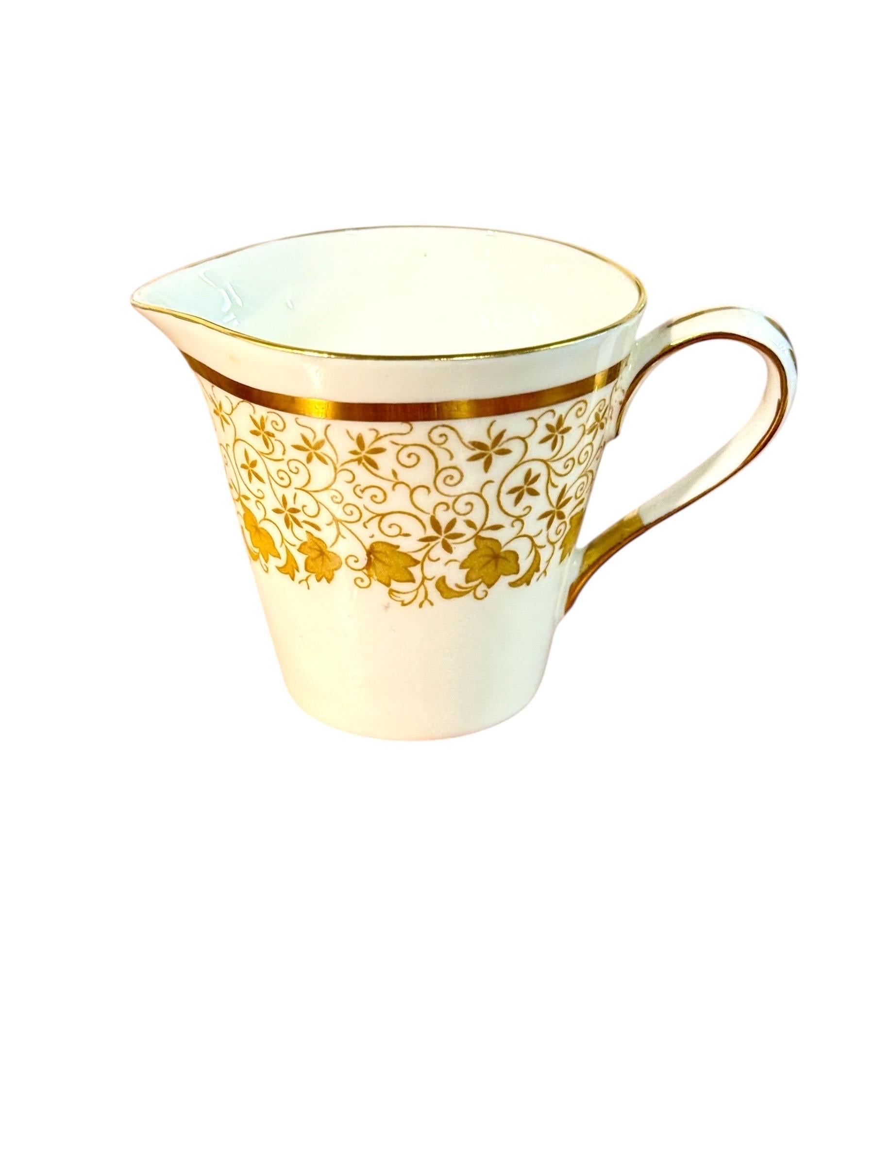 44-Piece Royal Tuscan Gold and White Bone China Coffee & Tea Service For Sale 7