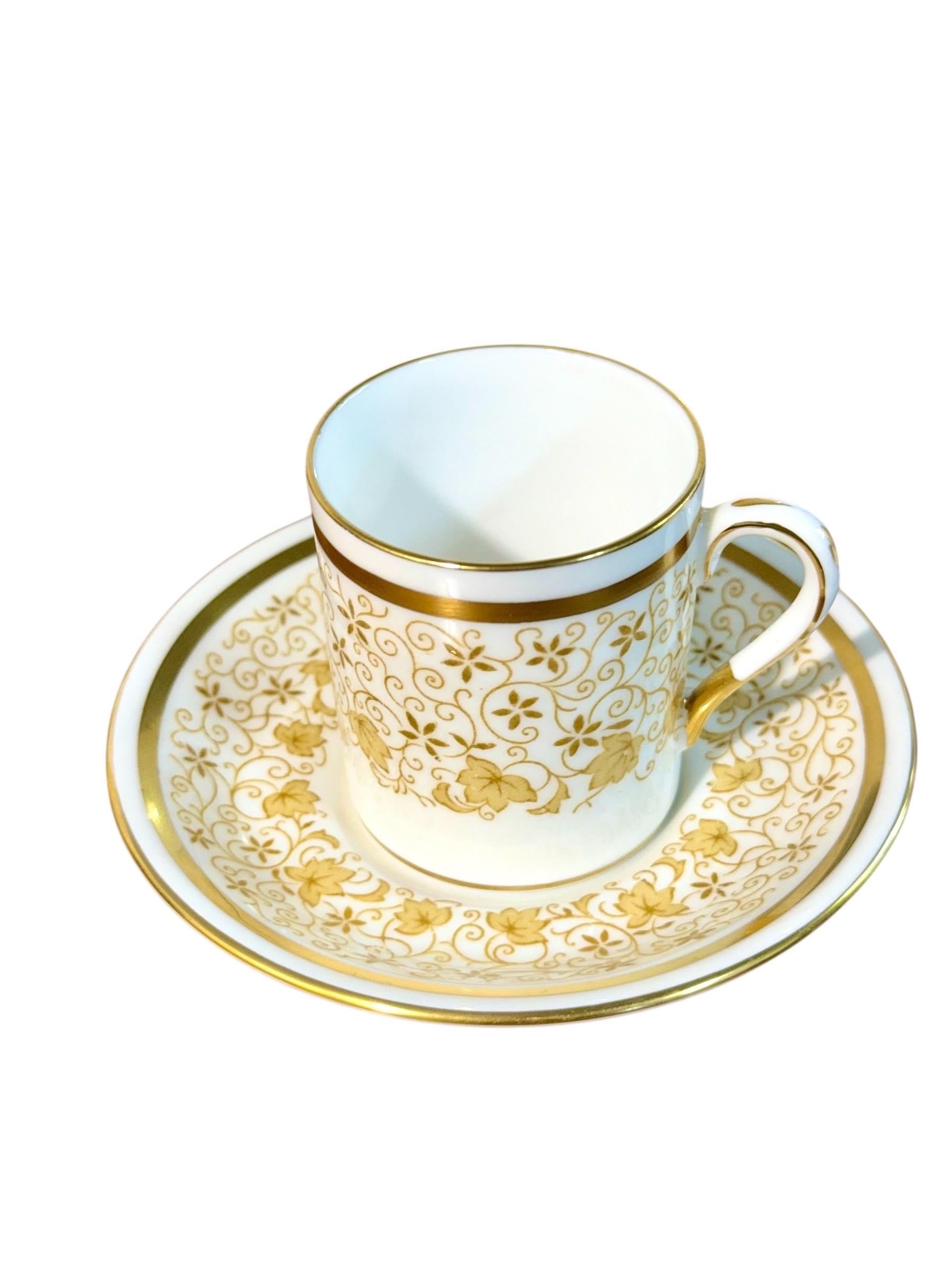 English 44-Piece Royal Tuscan Gold and White Bone China Coffee & Tea Service For Sale
