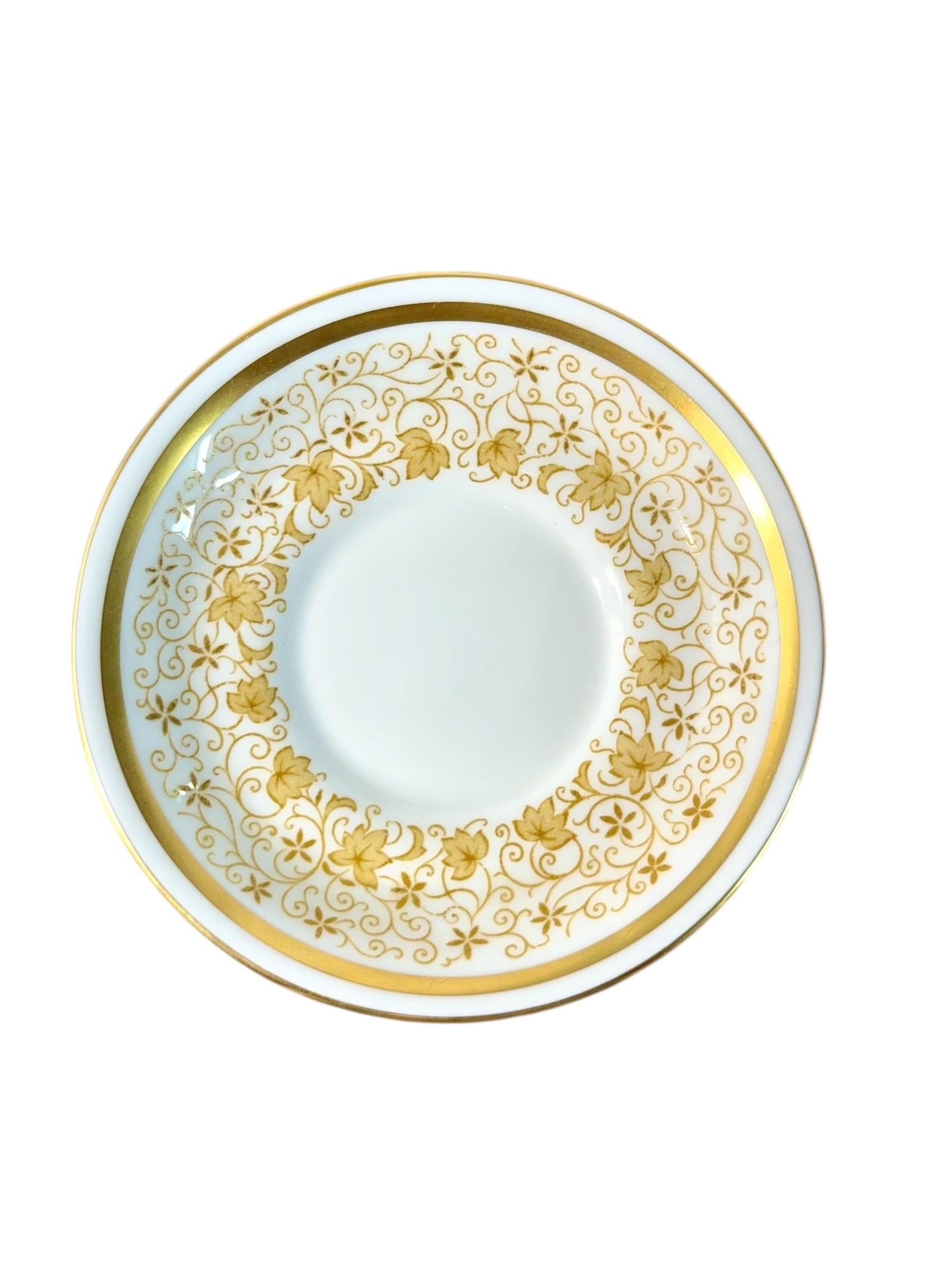 20th Century 44-Piece Royal Tuscan Gold and White Bone China Coffee & Tea Service For Sale