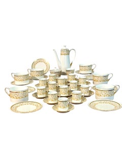 44-Piece Royal Tuscan Gold and White Bone China Coffee 
Tea Service