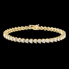 44 Round Diamond 10-12 Pointer Each Tennis Bracelet in 14 K Yellow Gold 5.0 Ct