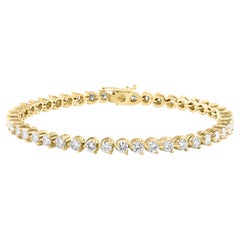 44 Round Diamond 10-12 Pointer Each Tennis Bracelet in 14 K Yellow Gold 5.0 Ct