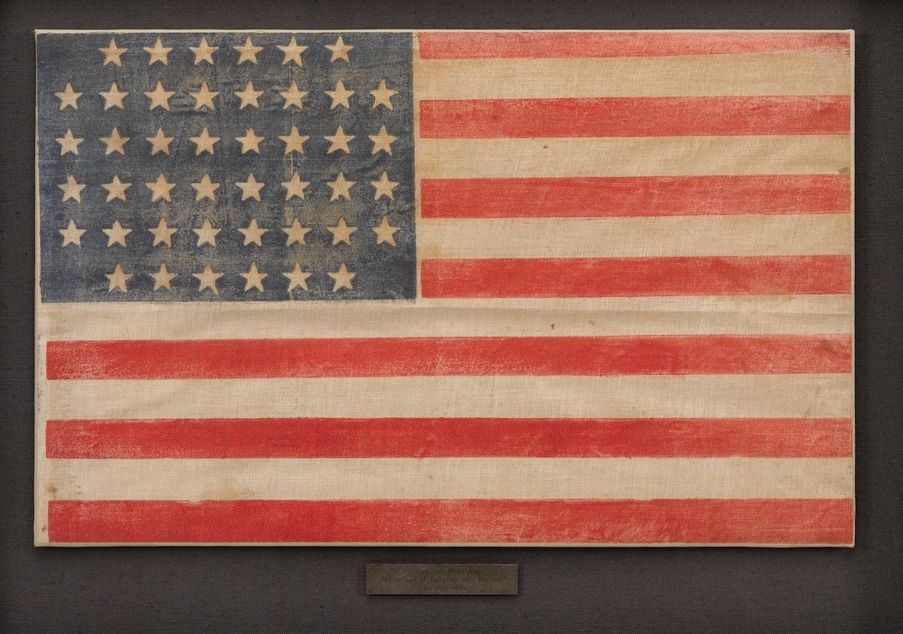 Late 19th Century 44-Star American Flag, Printed in Drum Star Configuration