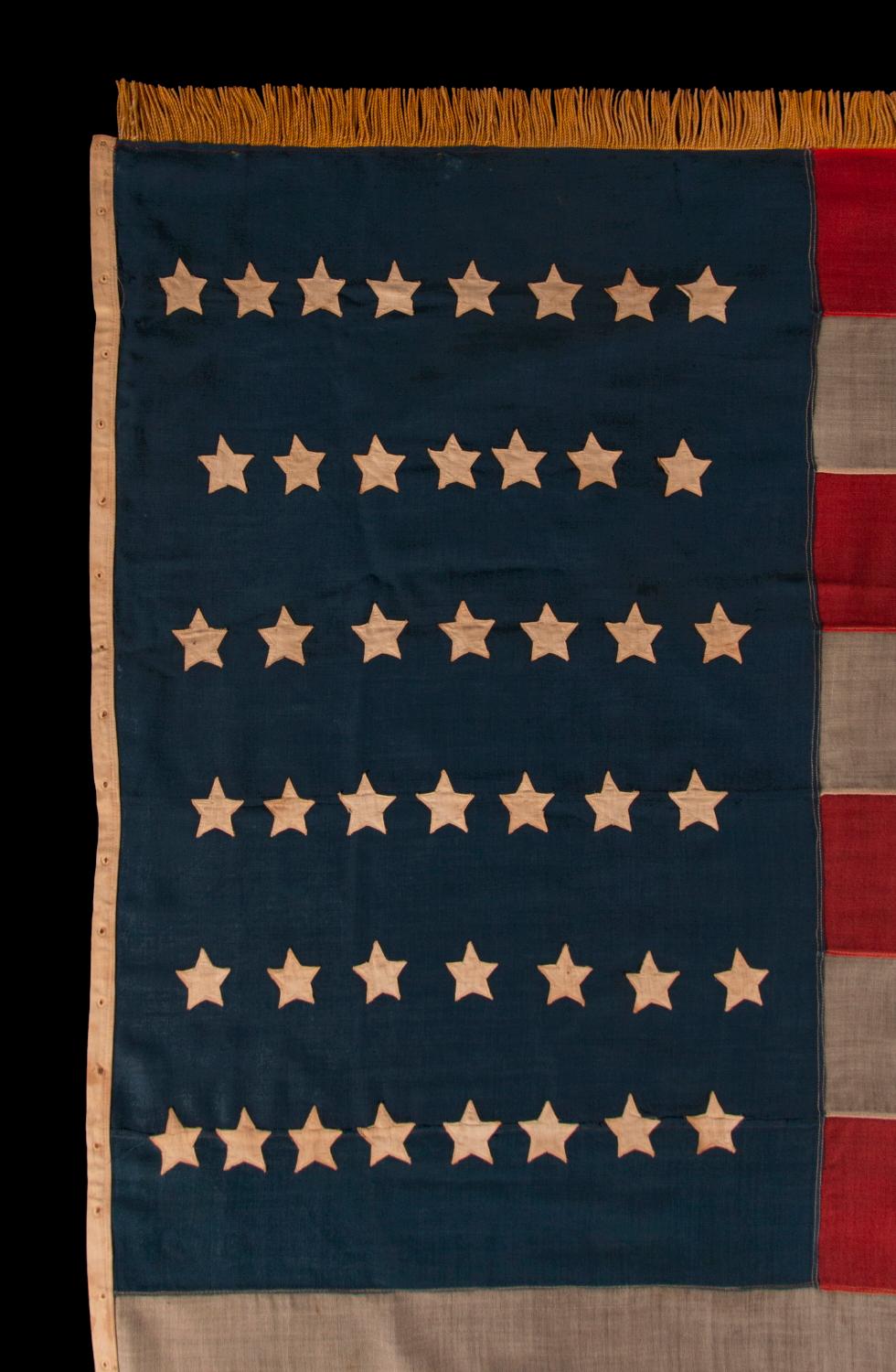 44 Star Antique American Flag with a Tall and Narrow Canton In Good Condition In York County, PA