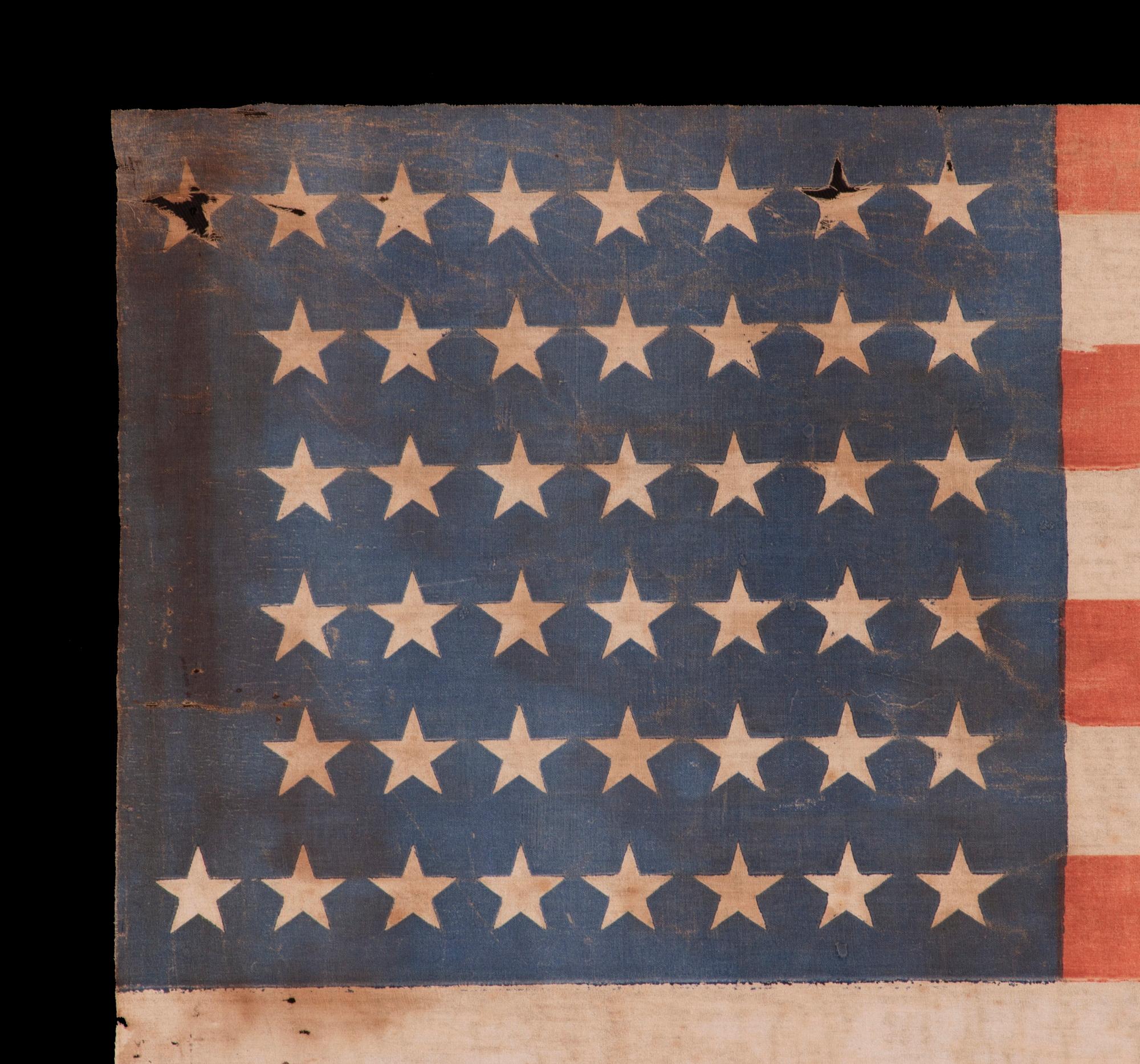 44 Star Antique American Parade Flag, Wyoming Statehood, ca 1890-1896 In Good Condition For Sale In York County, PA
