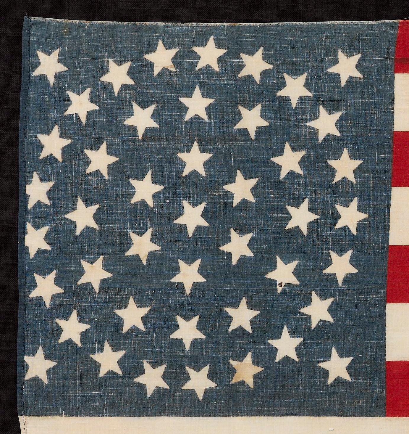 44-Star Printed American Flag, Unique Triple Medallion Pattern, 1890 In Good Condition In Colorado Springs, CO