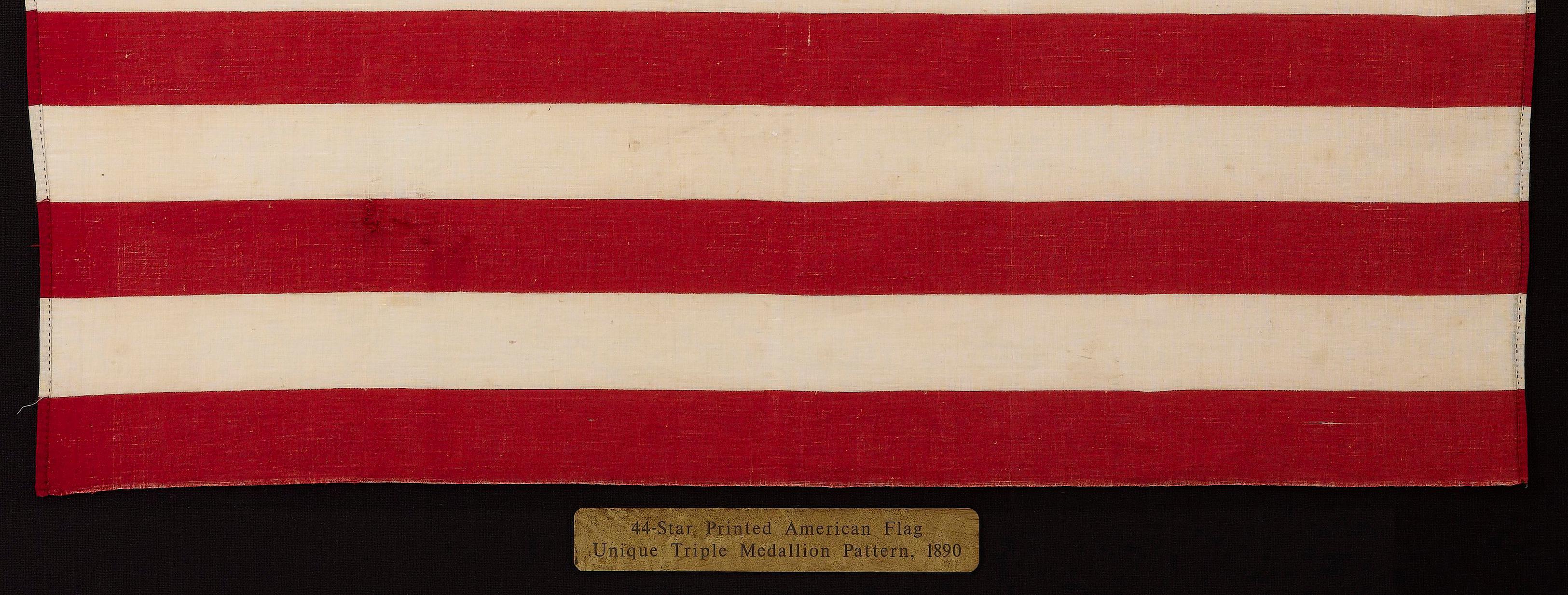 Cotton 44-Star Printed American Flag, Unique Triple Medallion Pattern, 1890
