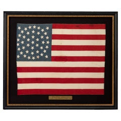 Antique 44-Star Printed American Flag, Unique Triple Medallion Pattern, 1890