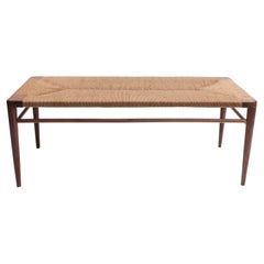 44" Woven Rush Bench in Walnut by Mel Smilow