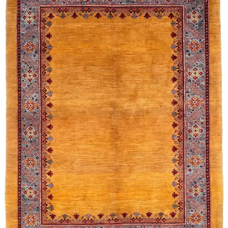 4'4" x 5'10" Antique Turkish Qashqai Tribal Hand-Knotted Wool Area Rug For Sale