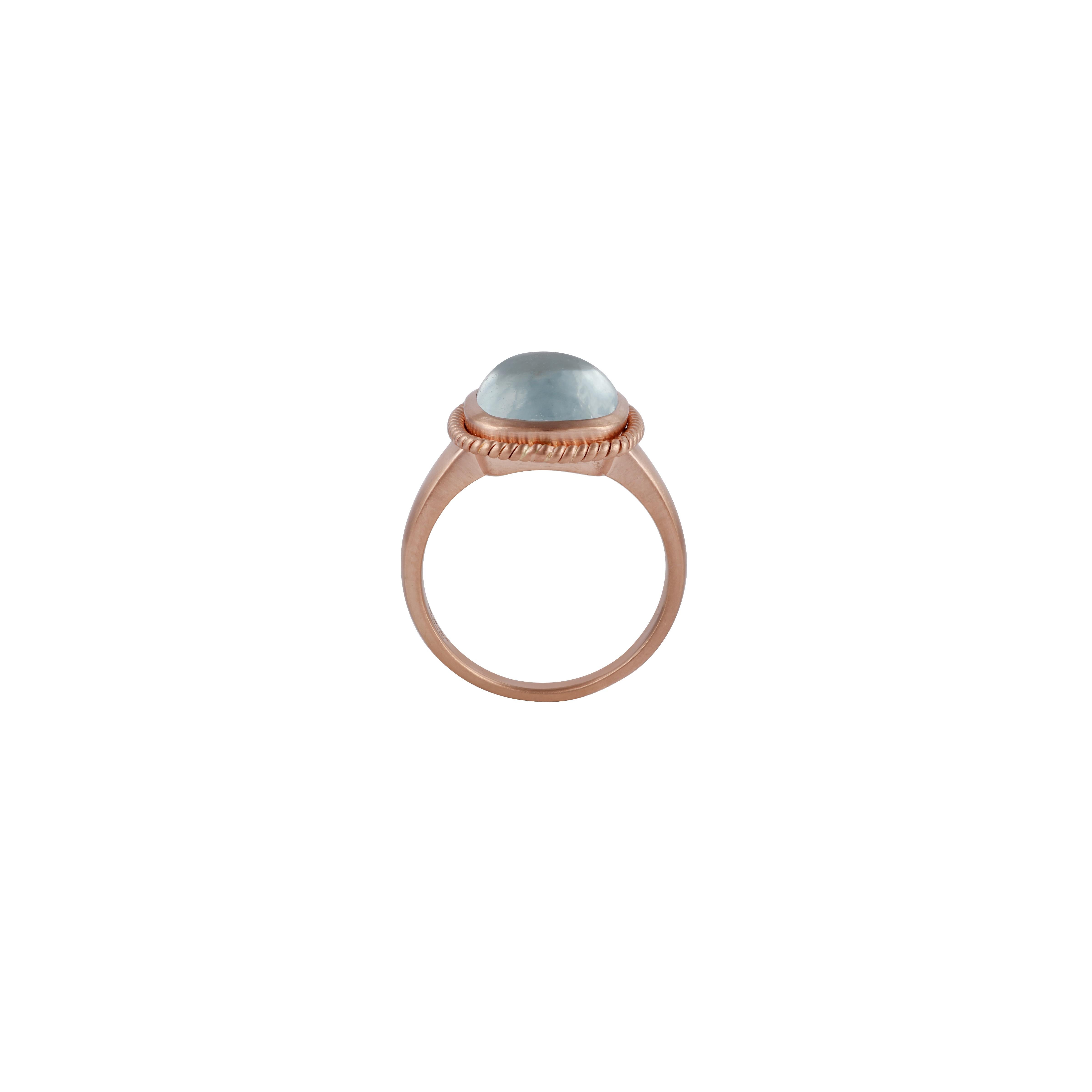 Contemporary 4.40 Carat Aquamarine Ring Studded in 18K Rose Gold